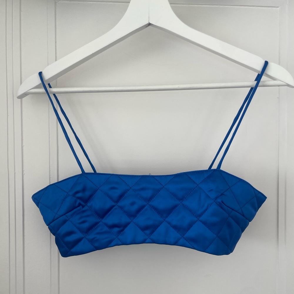 Lioness Blue Quilted Satin Bra Top